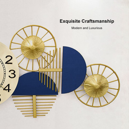 HMR Luxury Wall Clock Decor - Blue/Gold, Style C