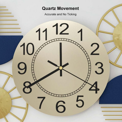 HMR Luxury Wall Clock Decor - Blue/Gold, Style C