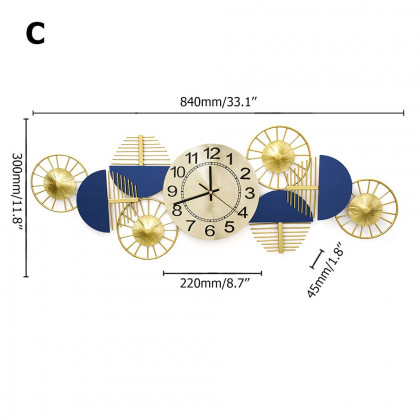 HMR Luxury Wall Clock Decor - Blue/Gold, Style C