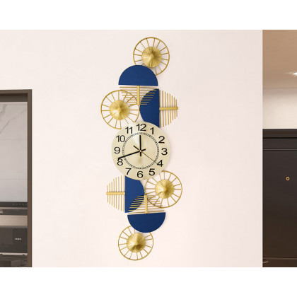 HMR Luxury Wall Clock Decor - Blue/Gold, Style D