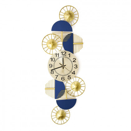 HMR Luxury Wall Clock Decor - Blue/Gold, Style D