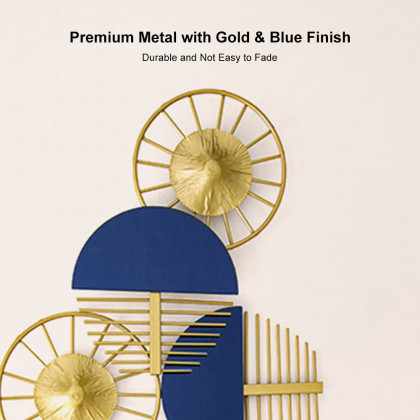 HMR Luxury Wall Clock Decor - Blue/Gold, Style D