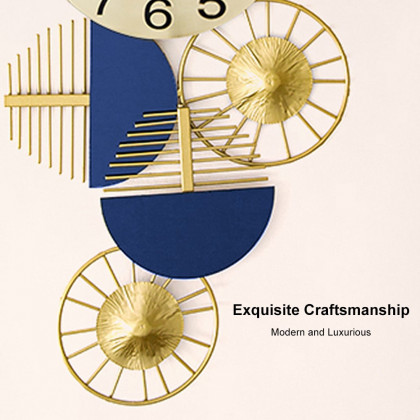 HMR Luxury Wall Clock Decor - Blue/Gold, Style D
