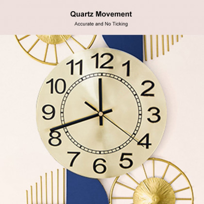 HMR Luxury Wall Clock Decor - Blue/Gold, Style D