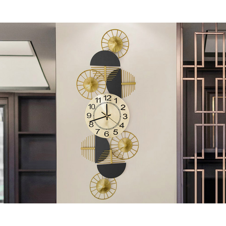 HMR Luxury Wall Clock Decor - Black/Gold, Style B