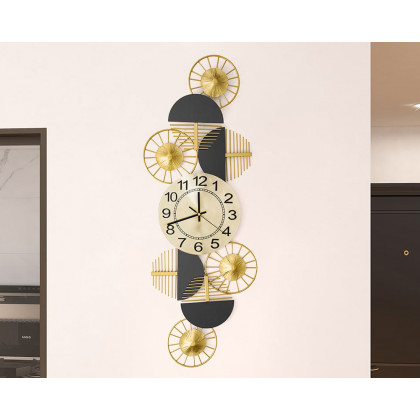 HMR Luxury Wall Clock Decor - Black/Gold, Style B