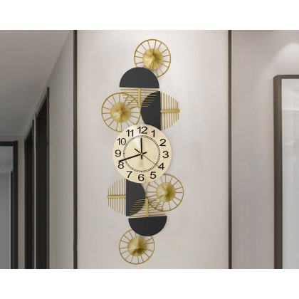 HMR Luxury Wall Clock Decor - Black/Gold, Style B
