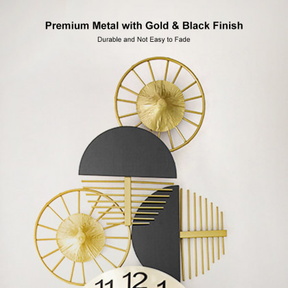 HMR Luxury Wall Clock Decor - Black/Gold, Style B