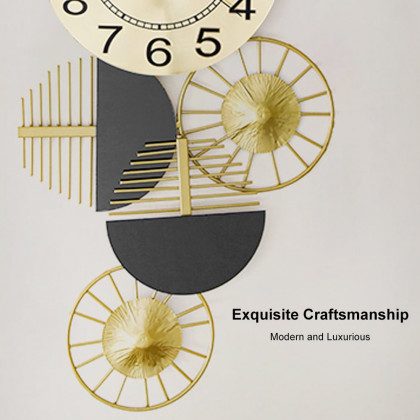 HMR Luxury Wall Clock Decor - Black/Gold, Style B