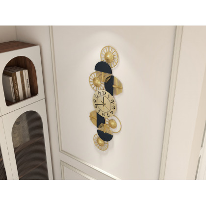 HMR Luxury Wall Clock Decor - Black/Gold, Style B