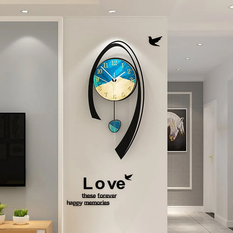 HMR - Wall Clock Home Background Hanging Art in Multi-Color