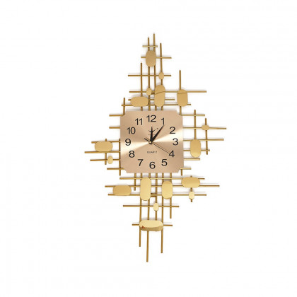 HMR - 3D Gold Metal Oversized Wall Clock in Vertical