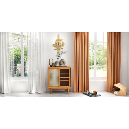 HMR - 3D Gold Metal Oversized Wall Clock in Vertical