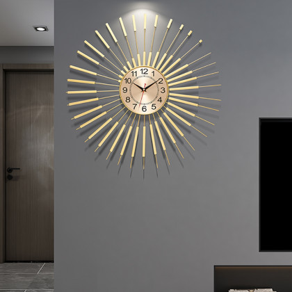 HMR - Oversized 24"L Wall Clock with Helical Shape Metal Frame in Gold