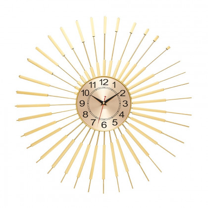 HMR - Oversized 24"L Wall Clock with Helical Shape Metal Frame in Gold