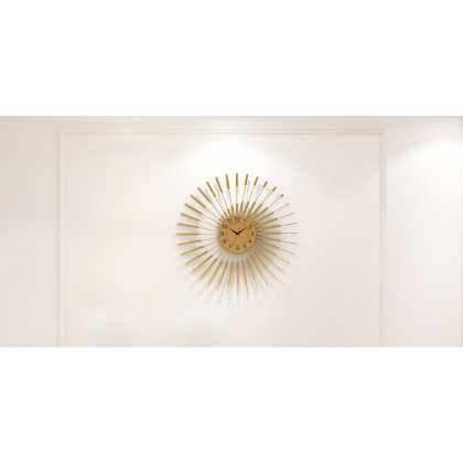 HMR - Oversized 24"L Wall Clock with Helical Shape Metal Frame in Gold