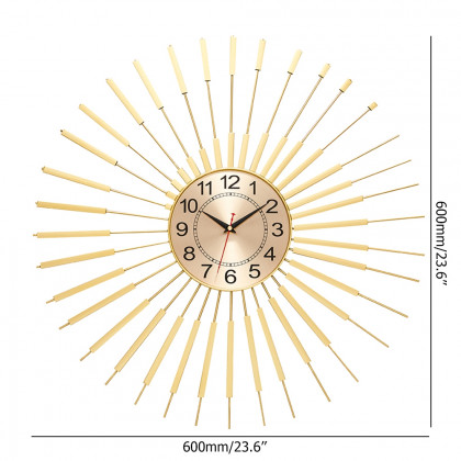 HMR - Oversized 24"L Wall Clock with Helical Shape Metal Frame in Gold