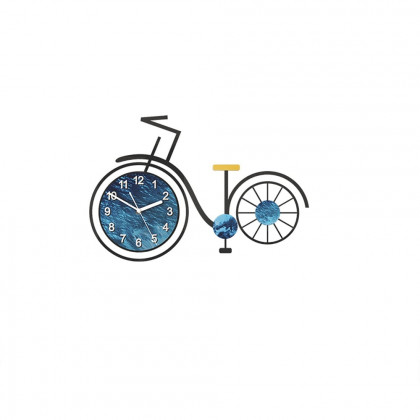 HMR - 3D Acrylic Silent Large Bicycle Wall Clock in Black/Blue