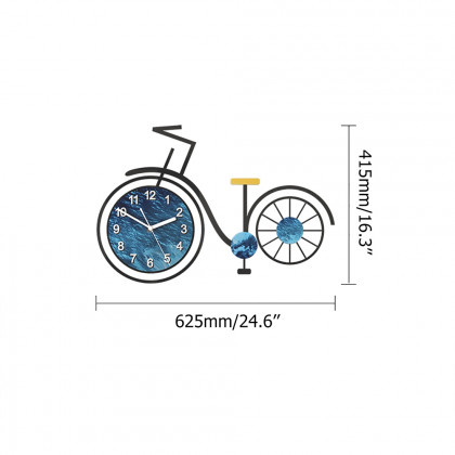 HMR - 3D Acrylic Silent Large Bicycle Wall Clock in Black/Blue