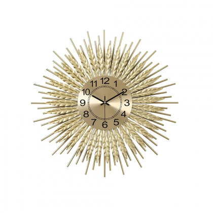 HMR 3D Sunburst Metal Oversized Wall Clock - Gold, Small