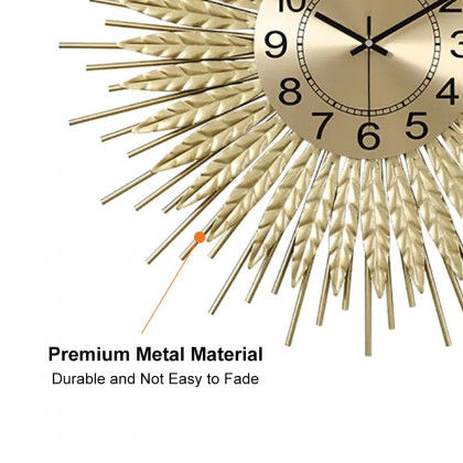 HMR 3D Sunburst Metal Oversized Wall Clock - Gold, Small