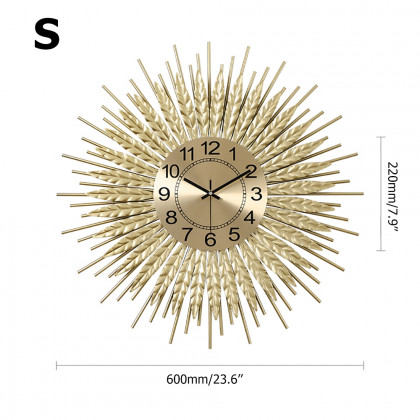 HMR 3D Sunburst Metal Oversized Wall Clock - Gold, Small
