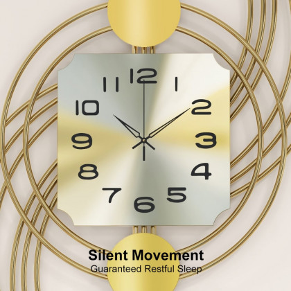 HMR - Modern 3D Metal Wall Clock with Golden Geometric Frame