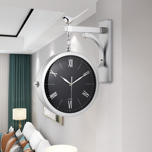 HMR Modern Double-Sided Wall Clock - Black