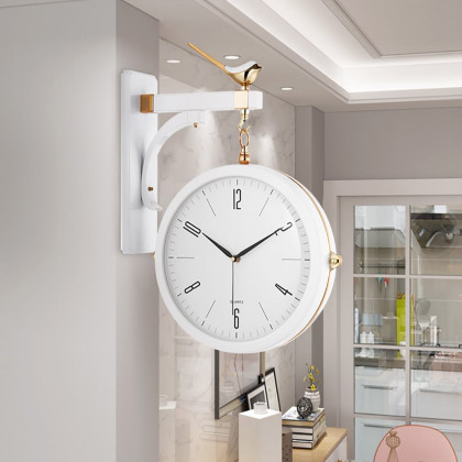 HMR Modern Double-Sided Wall Clock - White