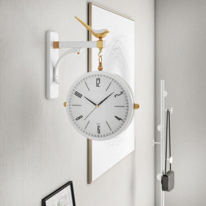 HMR Modern Double-Sided Wall Clock - White