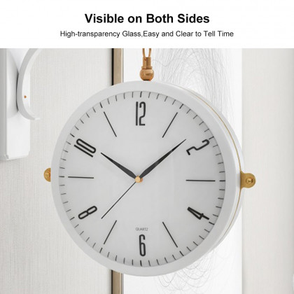 HMR Modern Double-Sided Wall Clock - White