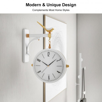 HMR Modern Double-Sided Wall Clock - White