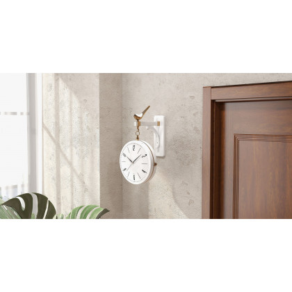 HMR Modern Double-Sided Wall Clock - White