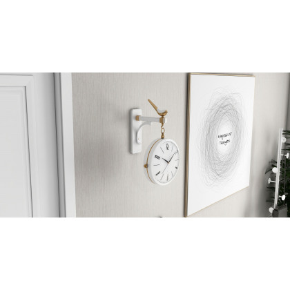 HMR Modern Double-Sided Wall Clock - White