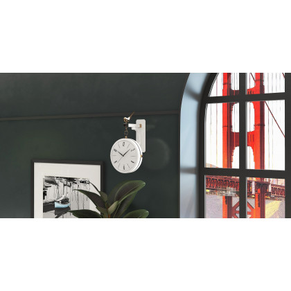 HMR Modern Double-Sided Wall Clock - White