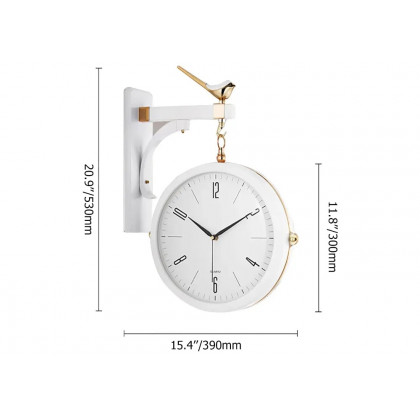 HMR Modern Double-Sided Wall Clock - White