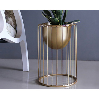 HMR Modern 19.7" Flower Stand Gold Plant Stand for Flower Stand - Gold