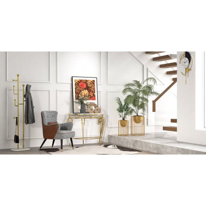 HMR Modern 19.7" Flower Stand Gold Plant Stand for Flower Stand - Gold