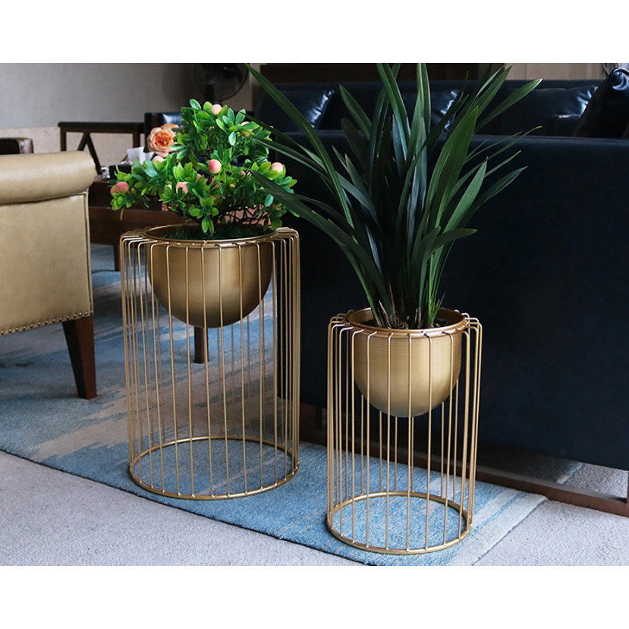 HMR Modern 15.7" Flower Stand Gold Plant Stand for Flower Stand - Gold