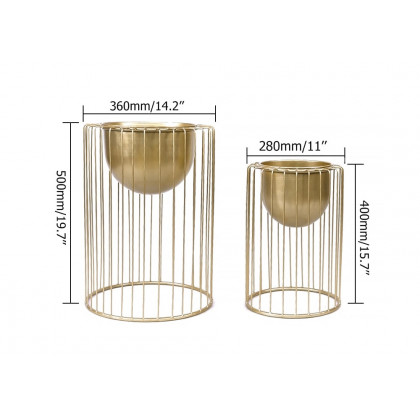 HMR Modern 15.7" Flower Stand Gold Plant Stand for Flower Stand - Gold