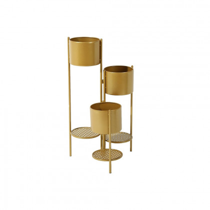 HMR - 31.4" Tall Metal Indoor Modern 3 Tier Corner Planter in Gold
