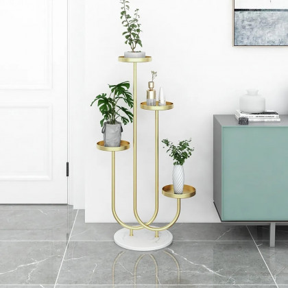 HMR - Metal Gold Plant Pot for Indoor in Large in 4-Shelf