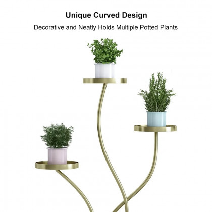 HMR - Metal Indoor 3-Tier Corner Planter in Gold
