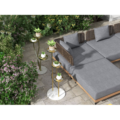HMR - Metal Indoor 3-Tier Corner Planter in Gold