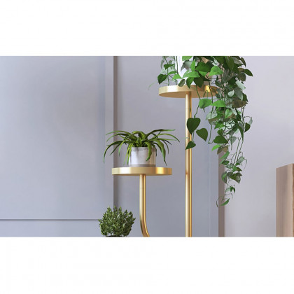 HMR - 42.5" 3-Tier Modern Tall Metal Plant Stand in Gold