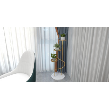 HMR - 42.5" 3-Tier Modern Tall Metal Plant Stand in Gold