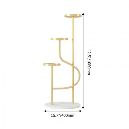 HMR - 42.5" 3-Tier Modern Tall Metal Plant Stand in Gold