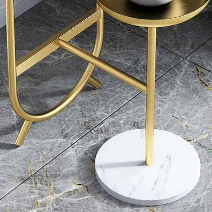 HMR Chic Unique Shaped Metal Standing Plant Stand - Gold