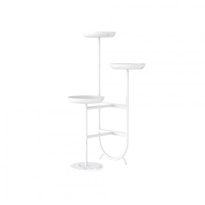 HMR Chic Unique Shaped Metal Standing Plant Stand - White