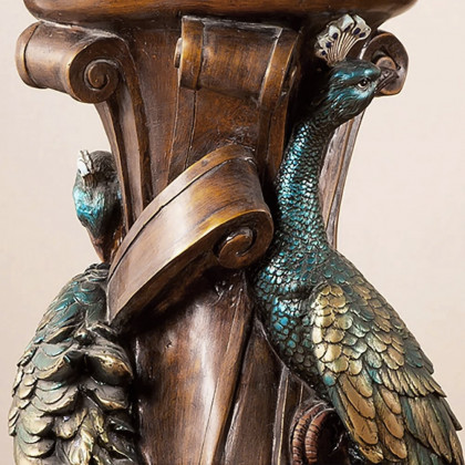 HMR - 32.5" Vintage Peacock Indoor Freestanding Planter in Multi-Colored